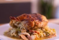 Wood-Fired Chicken with Golden Crispy Skin and Savory Braised Bacon Cabbage