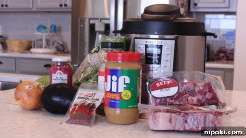 Effortless Instant Pot Kare Kare Filipino Classic Made Simple 3 an instant pot with kare kare ingredients in front