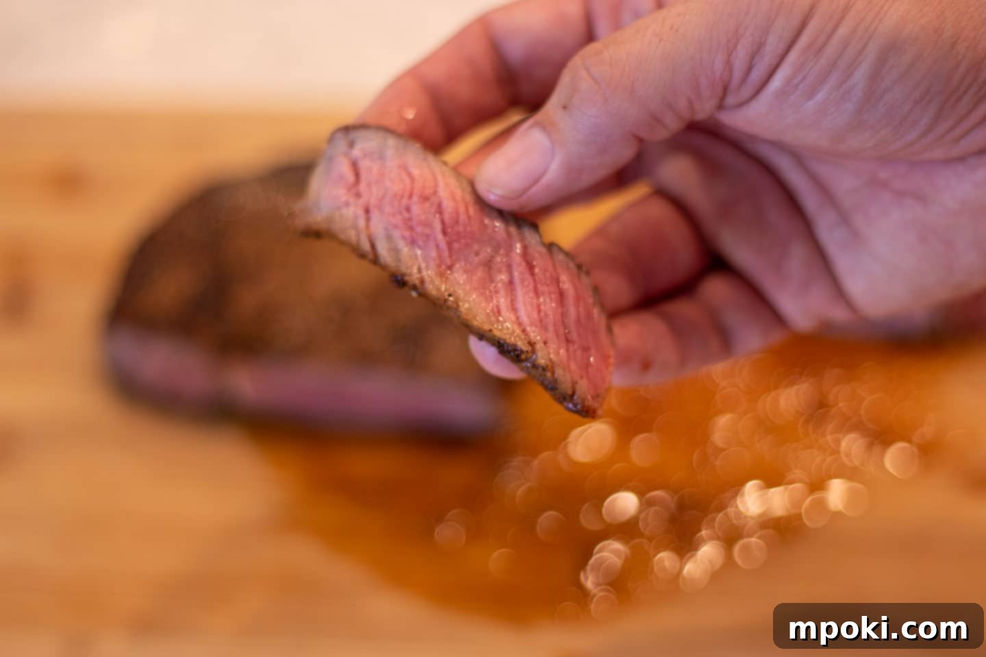 Unlocking Steak Perfection with Reverse Sear 9 A cross-section of a perfectly reverse seared ribeye steak, showcasing its medium-rare doneness with a vibrant pink interior.