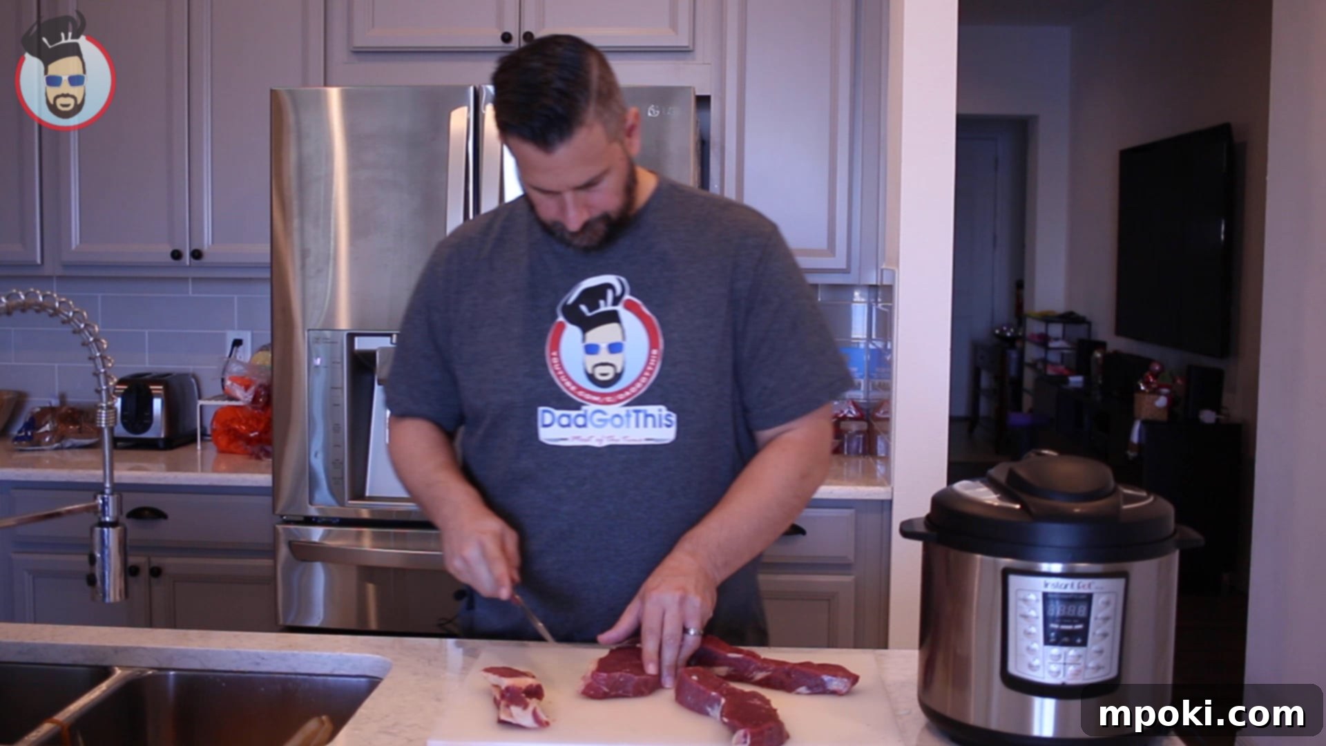 Speedy and Savory Instant Pot Beef Kaldereta 4 cutting bottom round roast into chunks for beef kaldereta