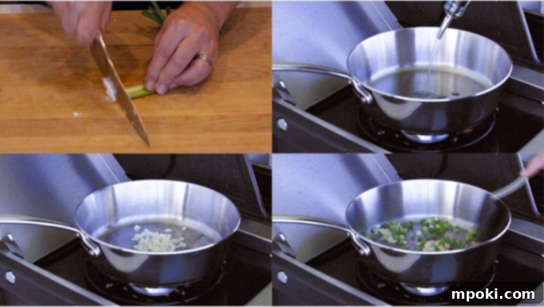 Effortless Filipino Garlic Fried Rice The Best Youll Taste 4 How to make dad's filipino garlic fried rice: Diced green onions and cooked garlic in a pan.