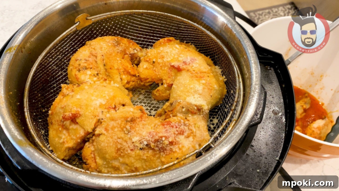 Crispy Instant Pot and Air-Fried Italian Chicken 3 Air fried chicken breast with golden brown crust