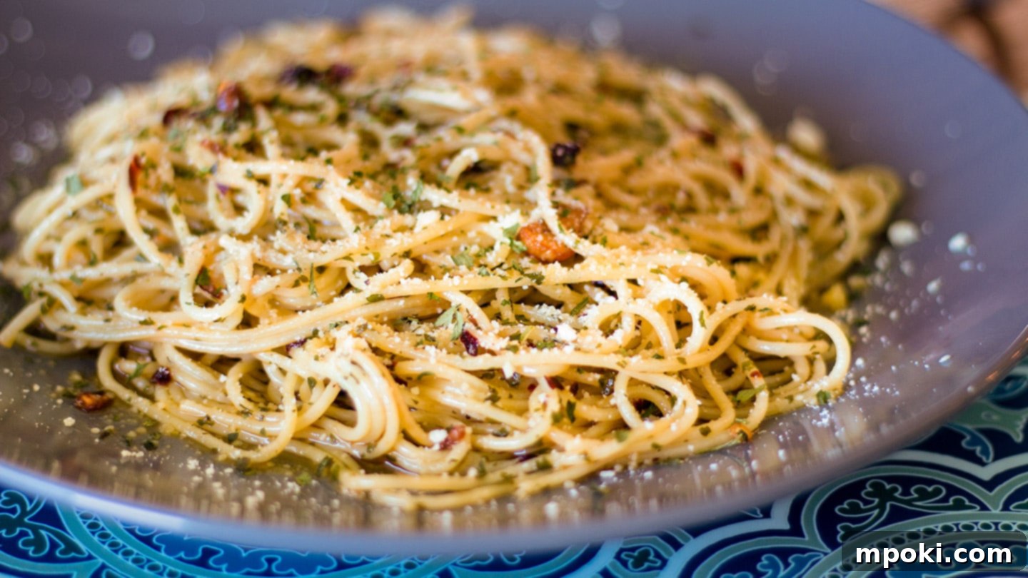 Sizzling Garlic Chili Pasta 2 Aglio Olio Pasta on a plate