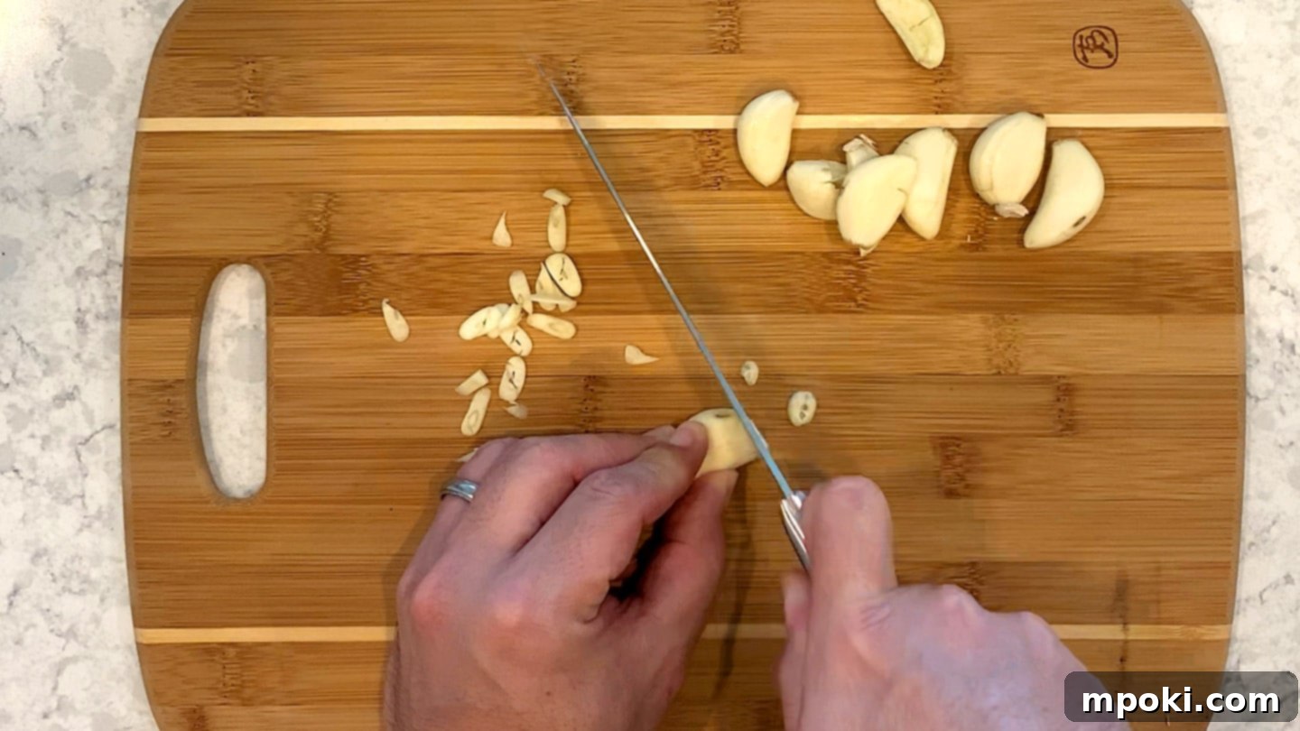 Sizzling Garlic Chili Pasta 3 Thinly sliced garlic cloves for Aglio e Olio