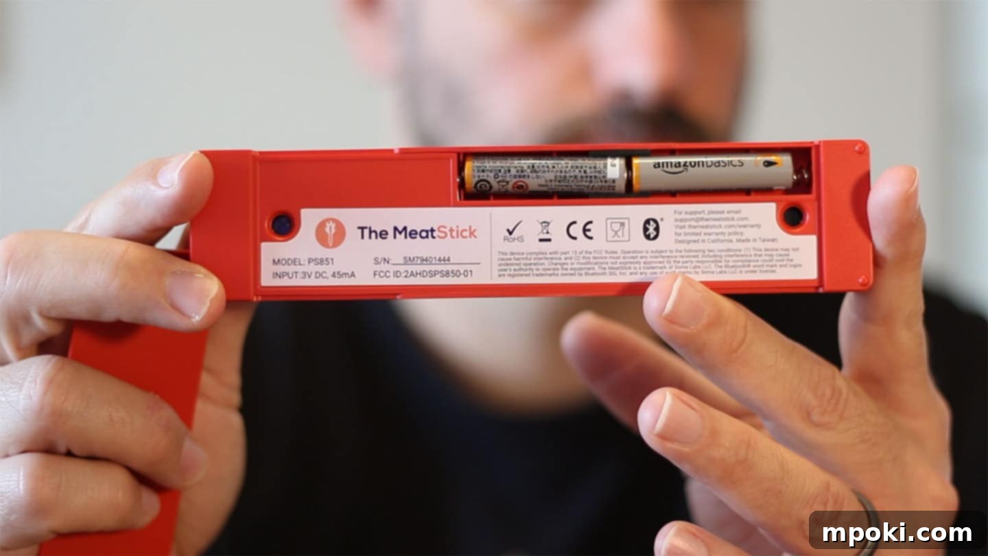 Your Definitive MeatStick Review 6 showing the back of the charger for the probe