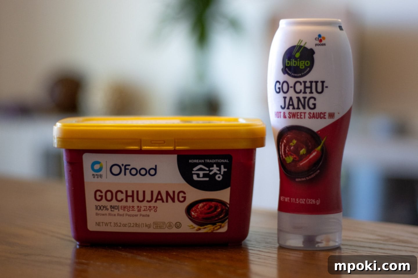 Air-Fried Korean Crispy Wings 3 korean gochujang sauces on a counter