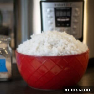 Unlock Perfect Basmati Rice with Your Instant Pot 5 Basmati Rice in front of an Instant Pot in a red bowl