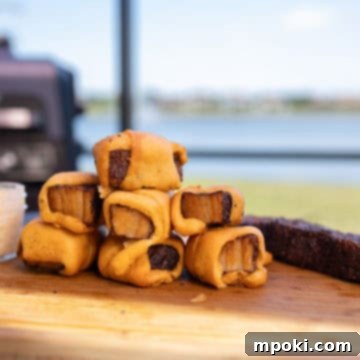 Crispy Ninja Woodfire Smoked Pork Belly Pigs in a Blanket 3 Smoked Pork Belly Pigs in a Blanket with Whiskey Brown Sugar Butter