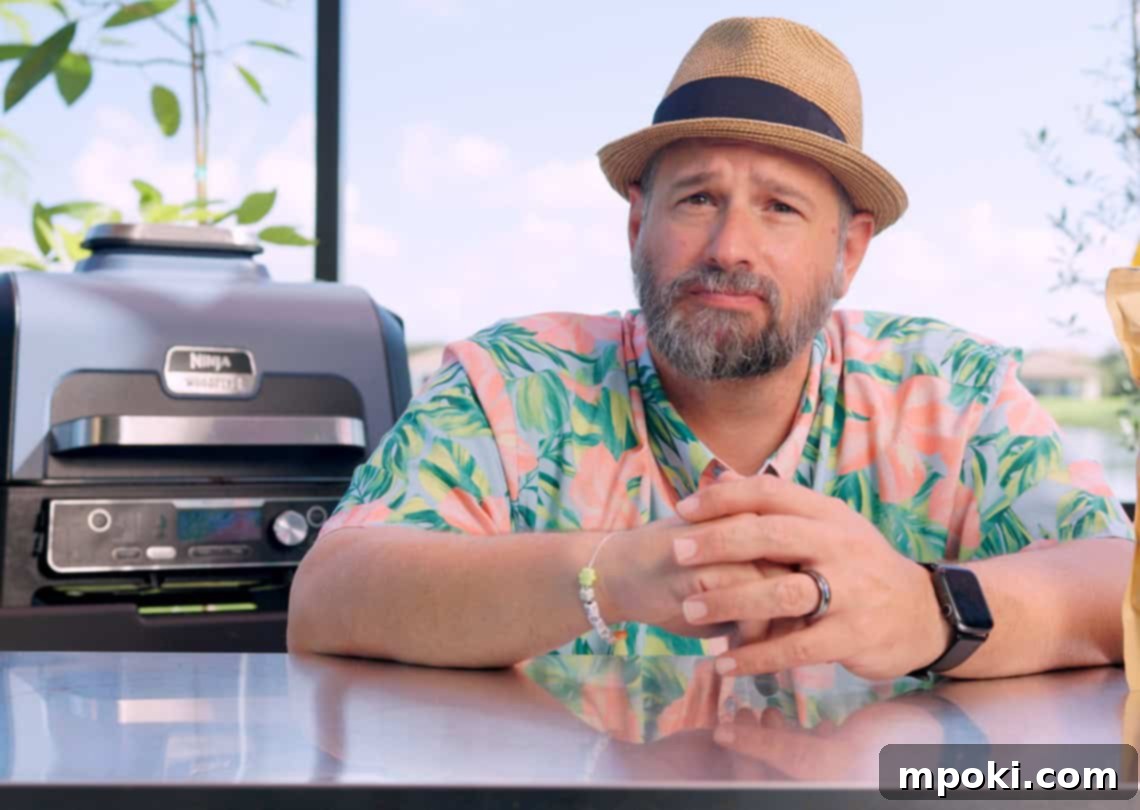 Ninja Woodfire Your Top Questions Answered 2 Dad in front of the Ninja Woodfire