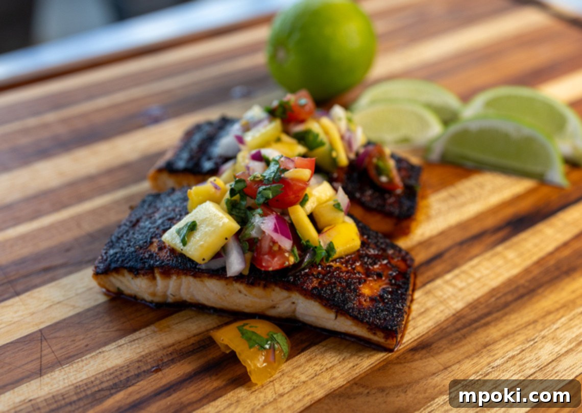 Ninja Woodfire's Signature Blackened Salmon 2 Ninja Woodfire Blackened Salmon with Mango Salsa