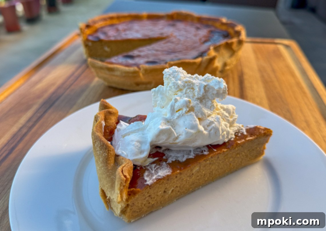 Ninja Woodfire's Secret Smoked Pumpkin Pie 2 Delicious Smoked Pumpkin Pie, a unique fall dessert with a hint of woodfire flavor.