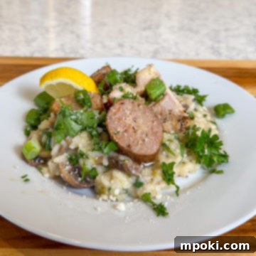Ember-Kissed Sausage and Chicken Risotto 3 Woodfire Smoked Sausage & Chicken Risotto