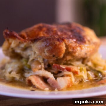 Wood-Fired Chicken with Golden Crispy Skin and Savory Braised Bacon Cabbage 3 Woodfire Chicken and Cabbage