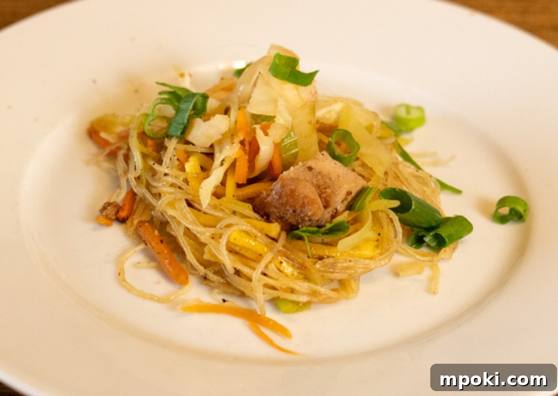 Pancit: Filipino Noodle Delights 2 Filipino Pancit - A delicious noodle dish with chicken and vegetables.